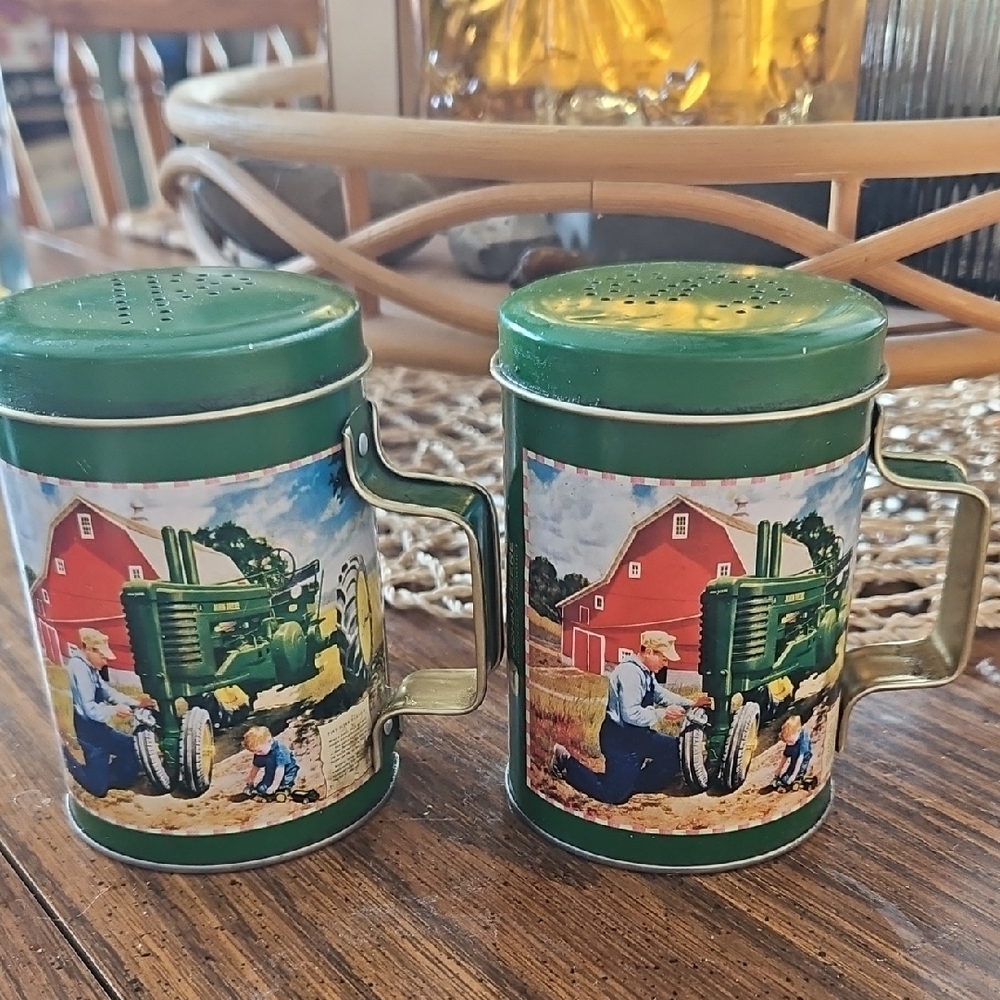 Green Farmhouse Salt and Pepper Shaker Set John Deere